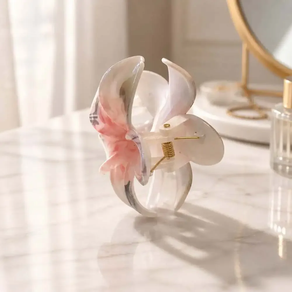 Plero Acrylic Floral Hair Claw Clip Pink Flower Hair Accessory
